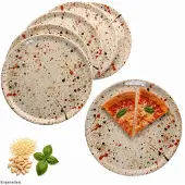 MamboCat 6x Pizzateller Granito Ø31,5cm XL-Teller 6 Personen 3D Steinoptik
