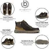 Bugatti Schnür-, Zug-, Schnallenstiefel in braun, Gr. 45