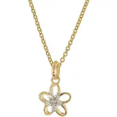 Trendor 31045 Damen-Kette Blume 925 Silber Vergoldet Zirkonia-Blüte