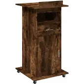 vidaXL Rednerpult mit Rollen & Schublade Räuchereiche 55x55x107 cm
