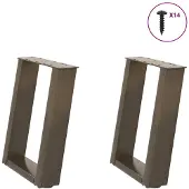 vidaXL Couchtischbeine U-Form 2 Stk. Naturstahl 38x(42-43) cm Stahl