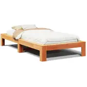 vidaXL Massivholzbett ohne Matratze Wachsbraun 75x190 cm Kiefernholz