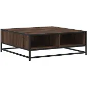 vidaXL Couchtisch Braun Eichen-Optik 80x80x30 cm Holzwerkstoff Metall