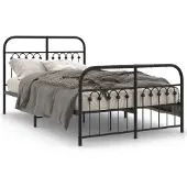 vidaXL Bettgestell mit Kopf- und Fußteil Metall Schwarz 120x190 cm