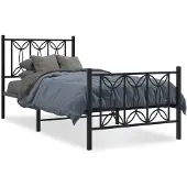 vidaXL Bettgestell mit Kopf- und Fußteil Metall Schwarz 90x200 cm