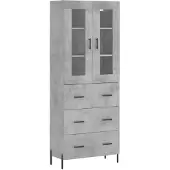 vidaXL Highboard Betongrau 69,5x34x180 cm Holzwerkstoff