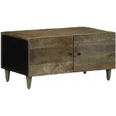 vidaXL Couchtisch Hellgrau 80x50x40 cm Massivholz Mango