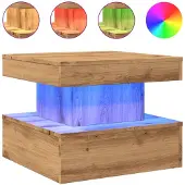 vidaXL Couchtisch mit LED-Leuchten Artisan-Eiche 50x50x40 cm