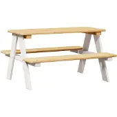 vidaXL Kindertisch mit Bänken IRUN Weiß 90x79,5x50 cm Massivholz