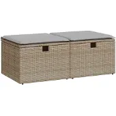 vidaXL 2-tlg. Garten-Sofagarnitur mit Kissen Beige Poly Rattan Akazie