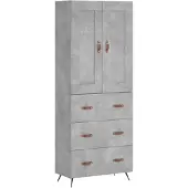 vidaXL Highboard Betongrau 69,5x34x180 cm Holzwerkstoff