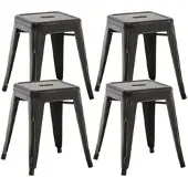 DELUKE Hocker FULDA 4er Set 40x40x46cm, Metall, Schwarz-Gold Küchenhocker Esszimmerhocker Stapelhocker