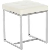 DELUKE Sitzhocker VELAN - Kunstleder Creme 40x40x48 cm | Hocker Schlafzimmer Polsterhocker Wohnzimmer Sitzbank Esszimmer