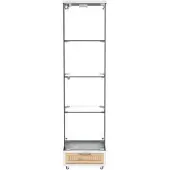 PXloue Glasvitrine LED 167x43x37cm Weiß mit Schubladen Gehärtetes Glas