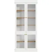 Merax Standhochschrank LED Glasvitrine Kippschutz Weiß