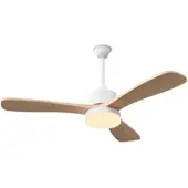PXloue Deckenventilator mit Beleuchtung und Fernbedienung-DC Motor 3 Holzflügel 52cm