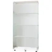 PXloue Vitrine mit Glastrennwand&LED-Glasvitrine 80x36x164cm Weiß