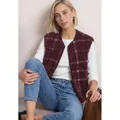 Street One Plüschweste mit Zipper und Print / Kariert