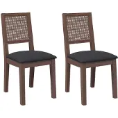 vidaXL Esszimmerstühle mit Kissen 2 Stk. Braun Massivholz Gummibaum