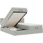 vidaXL Ottoman-Bett mit Matratzen & LEDs Hellgrau 160x200 cm Samt
