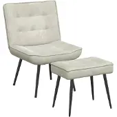 vidaXL Relaxsessel mit Hocker Creme Samt
