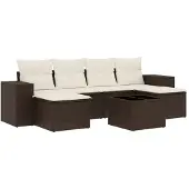 vidaXL 7-tlg. Garten-Sofagarnitur mit Kissen Braun Poly Rattan