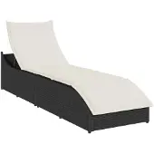 vidaXL Klappliege mit Auflage und Stauraum Schwarz Poly-Rattan