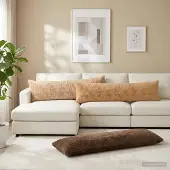 vidaXL Kissenbezug HEERLEN Creme 40 x 145 cm Faux Kaninchenfell