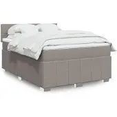 vidaXL Boxspringbett mit Matratze Taupe 160x200 cm Stoff
