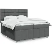 vidaXL Boxspringbett mit Matratze Dunkelgrau 200x200 cm Stoff