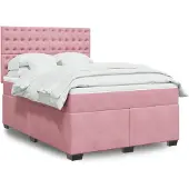 vidaXL Boxspringbett mit Matratze Rosa 160x200 cm Samt