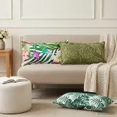 vidaXL Kissenbezug 2 stk. HOUTEN Blattdesign 40 x 80 cm Polyester