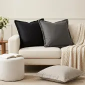 vidaXL Kissenbezug 2 stk. HOUTEN Schwarz 50 x 50 cm Polyester