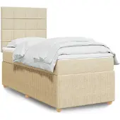 vidaXL Boxspringbett mit Matratze Creme 80x200 cm Stoff