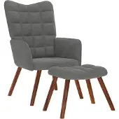 vidaXL Relaxsessel mit Hocker Dunkelgrau Samt