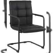 Décoshop26 - Besucherstuhl Bürostuhl ohne Rollen schwarzer Kunststoffbezug schwarzes Metallgestell BUR10479