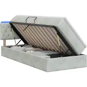 vidaXL LED-Speicherbett mit Matratze Hellgrau 100 x 200 cm Samt