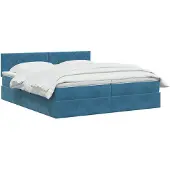 vidaXL LED-Speicherbett mit Matratze Dunkelblau 180 x 200 cm Samt