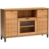 Beautysofa VITRINE Fun mit 3 Türen, mit Beinen, Karamell-Eiche