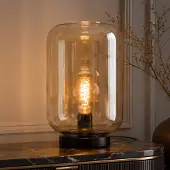 LumenXL Tischlampe Solo schwarz mit amber Glas