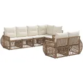 vidaXL Gartensofa-set 7 stk. 7-Sitzanzahl Beige und Cremeweiß