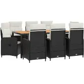 vidaXL Outdoortisch-Set 9 stk. Schwarz und Cremeweiß