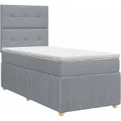 Syfax Boxspringbett mit Matratze mit Kopfteil Hellgrau Einzeln Stoff