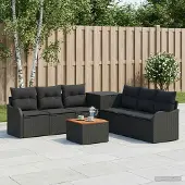vidaXL Sofa Set 8 stk. Schwarz Polyrattan und Stahl