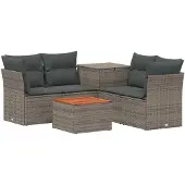 vidaXL Sofa Set 6 stk. Grau und Dunkelgrau Polyrattan und Stahl
