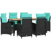 vidaXL Outdoortisch-Set 7 stk. PE Rattan und pulverbeschichteter Stahl