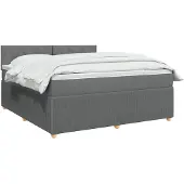 vidaXL Boxspringbett mit Matratze Dunkelgrau 160 x 200 cm Stoff