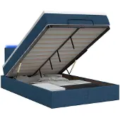 vidaXL Ottoman-Bett mit Matratze und LED Blau 120 x 190 cm Stoff