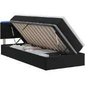 vidaXL LED-Speicherbett mit Matratze Schwarz 100 x 200 cm Samt