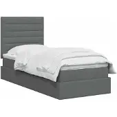 vidaXL LED-Speicherbett mit Matratze Dunkelgrau 90 x 200 cm Stoff